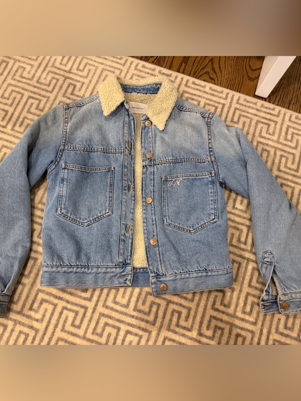 Isabel Marant Light Blue Denim Sherpa-Trim Jacket